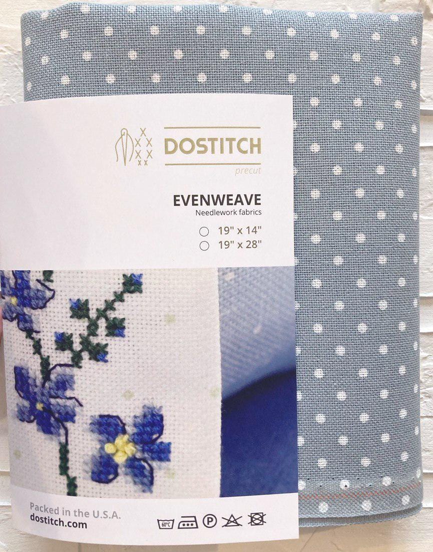 32ct Evenweave Fabric: Zweigart Murano Antique Blue White Dots