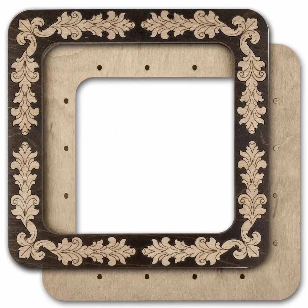 Floral Plywood Embroidery Hoop with Magnetic Holders (14x14 cm)