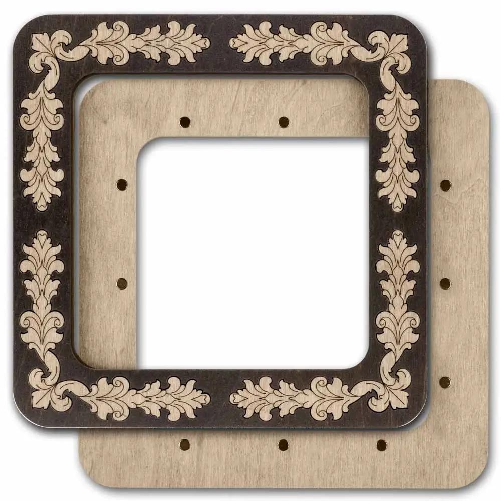Plywood Embroidery Hoop with Magnetic Holders: 4"x4" Mill Hill Compatible, brown