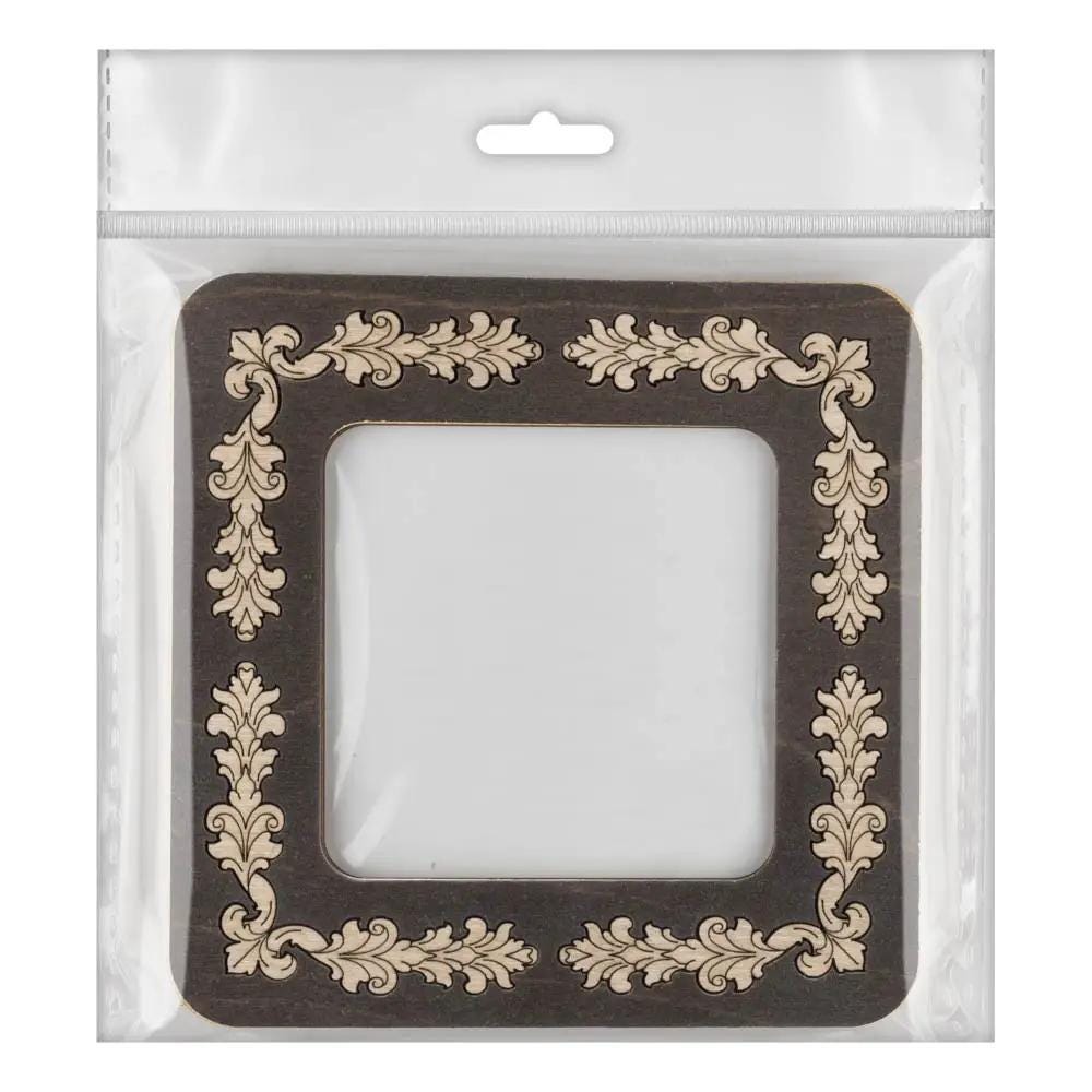 Magnetic Embroidery Hoop: 2.4" Square Plywood Frame, wood color