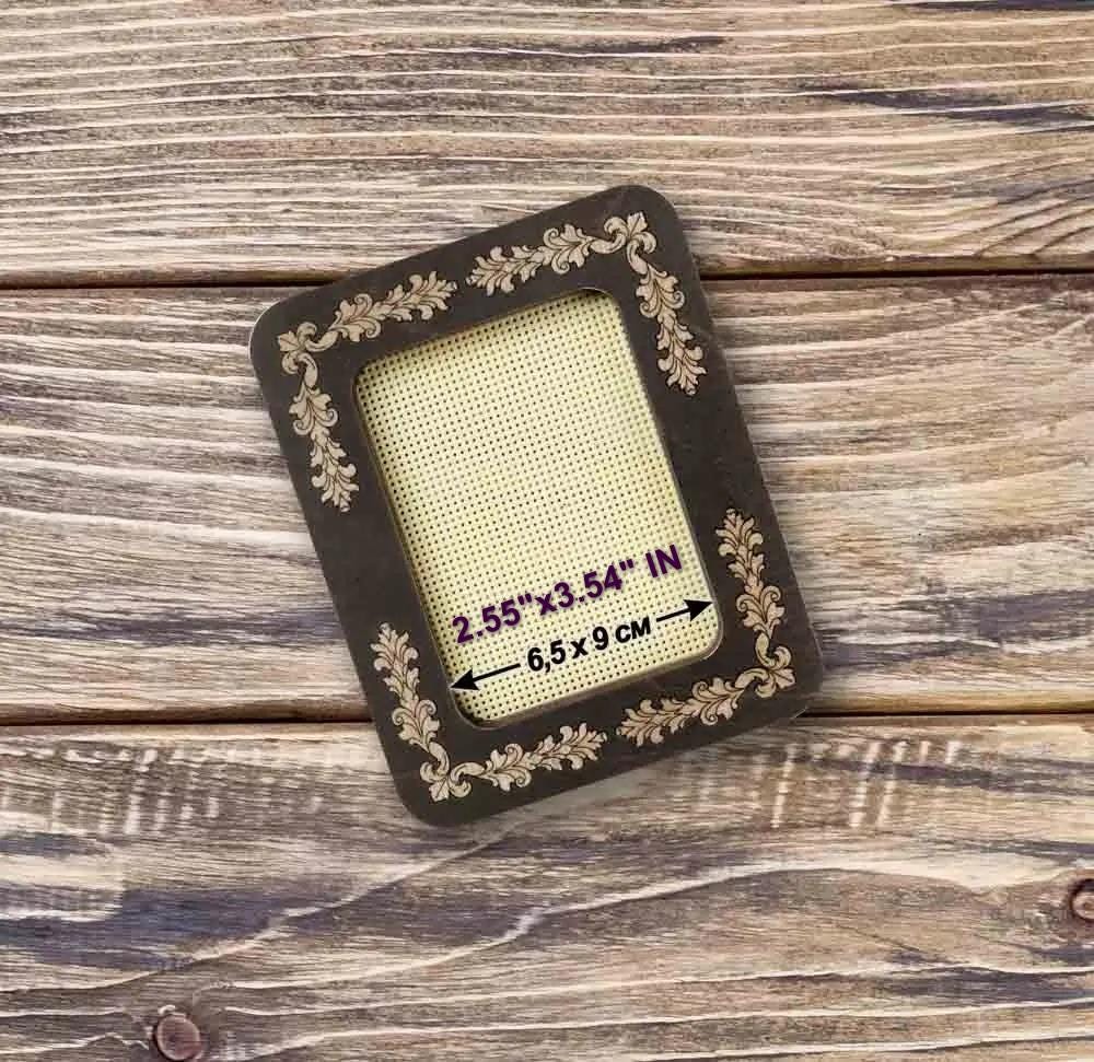 Strong magnetic Frame for embroidery and needlework, plywood, Brown Color, 2.55x3.54 IN (6.5x9 cm)