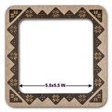 Plywood Embroidery Hoop with Magnetic Holders: Floral Dot Pattern, 5.5"