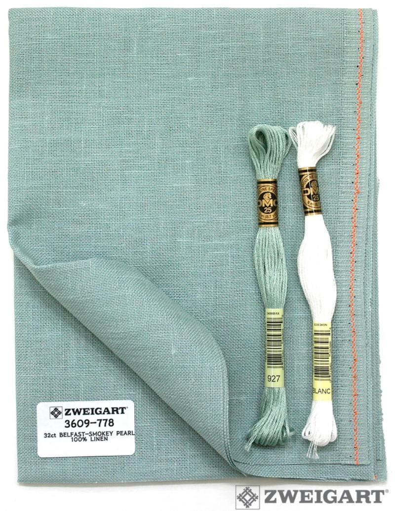 Linen Evenweave cross stitch Fabric 32ct Zweigart Belfast: Smokey Pearl