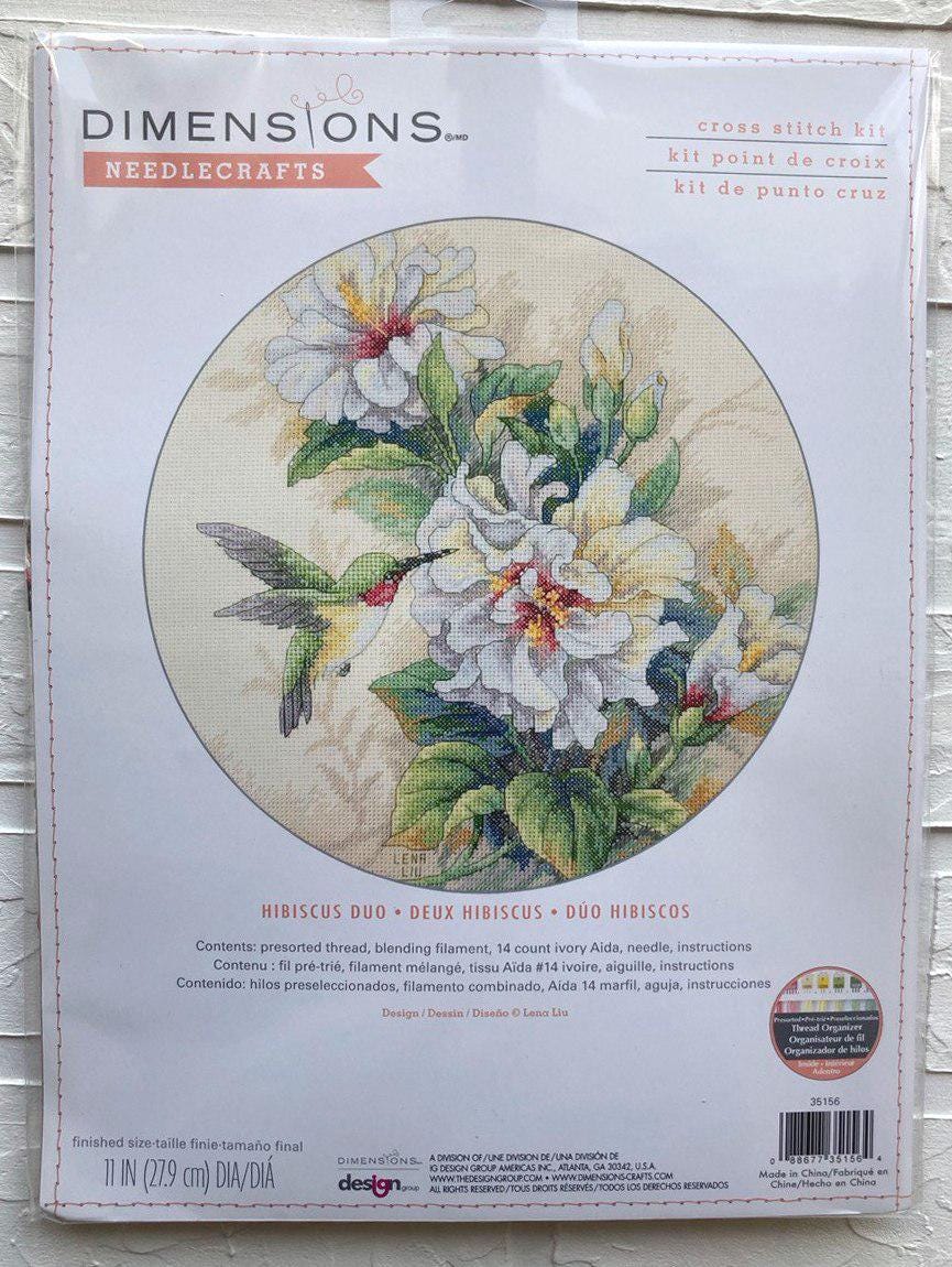 Counted Cross Stitch Kit DIMENSIONS, Hibiscus Duo, 35156 RARE