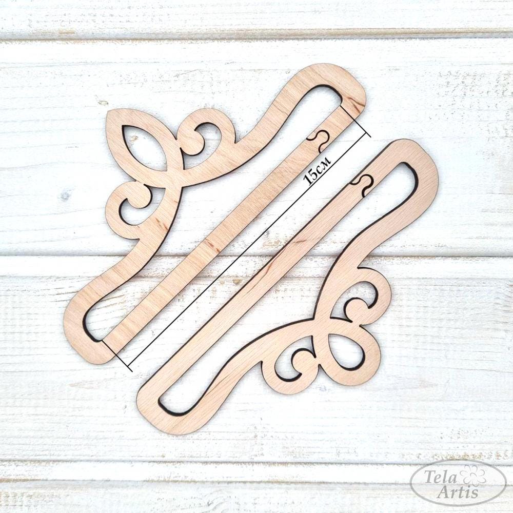 Plywood Embroidery Hangers: Bell Pull Design, 5.9" Wide (2pcs)