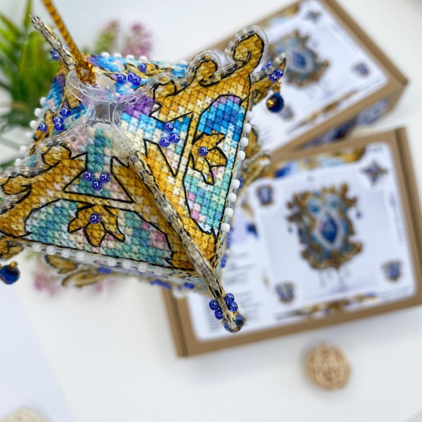 3D Magic Lantern Cross Stitch Kit plastic base, Beads, Crystals