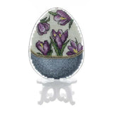 Easter Egg Cross Stitch Kit: Purple Crocus Ornament with Stand