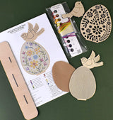 Cross stitch Easter set for decor from plywood Eggs, DP-004, Spring DIY Decor