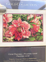 Counted Cross Stitch Kit DIMENSIONS Gold Collection, Coral Peones, 35298 RARE