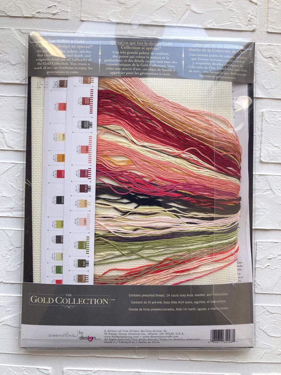 Counted Cross Stitch Kit DIMENSIONS Gold Collection, Coral Peones, 35298 RARE