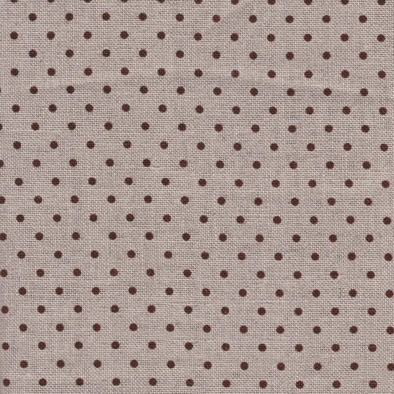 Linen Evenweave fabric 32ct cross stitch Zweigart Belfast, Raw Linen with Brown Dots