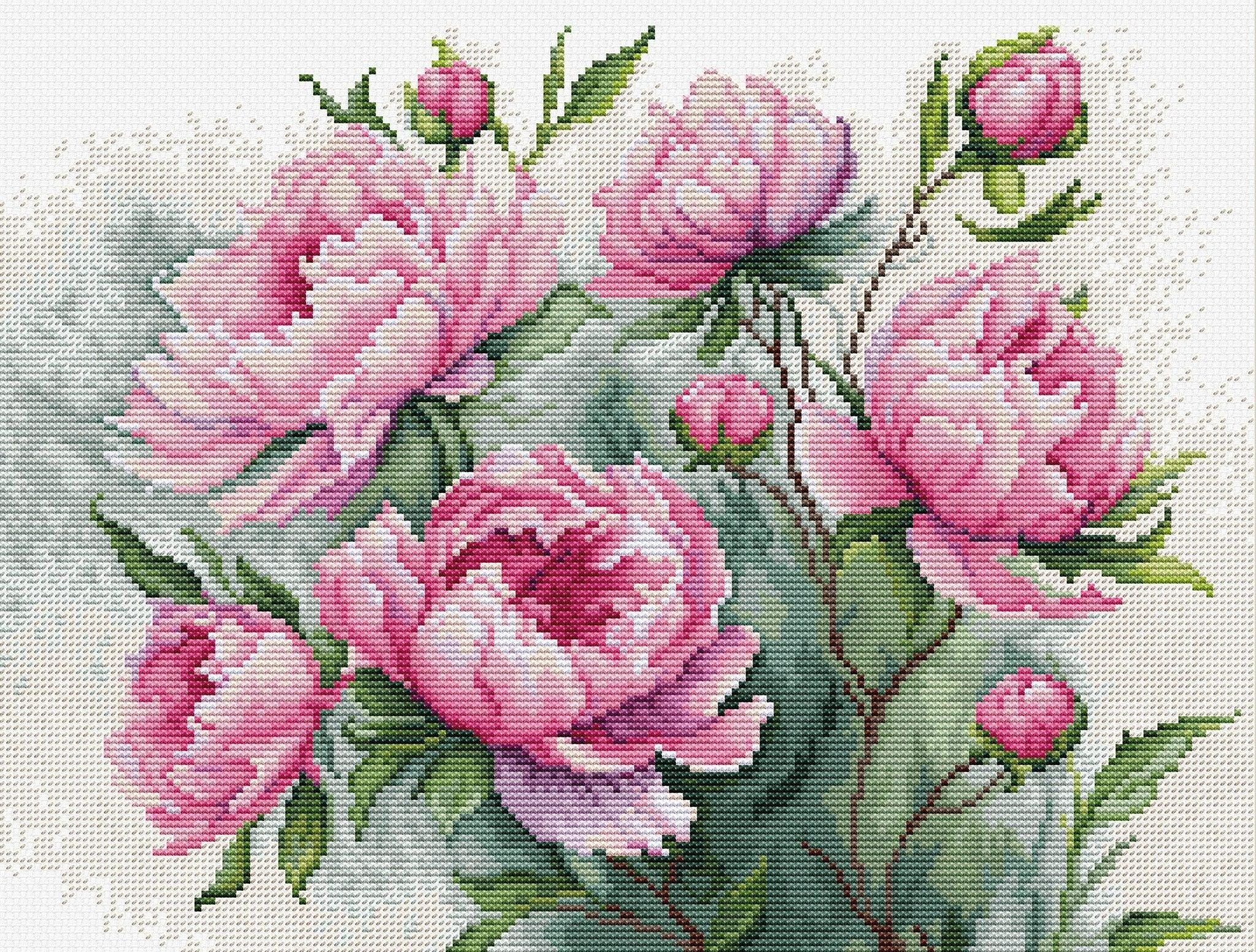 Counted Cross Stitch Kit Luca-S - The Charm of Peonies, B7019