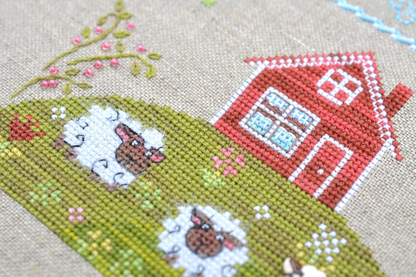 In the meadow Cross Stitch Kit, Tela Artis X-028, Sampler, Hand-dyed Threads – Beads – Linen canvas