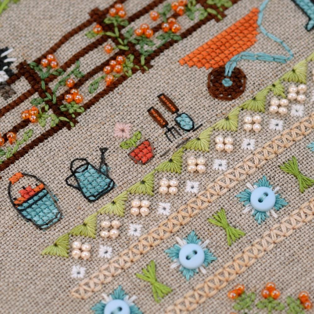 Counted Cross Stitch Kit Fun Farm, Cats & Barn Sampler, Tela-Artis X-507, Evenweave Fabric