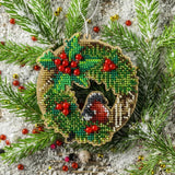 Bead Embroidery Kit: Christmas Wreath DIY Craft on Wood