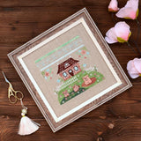 Cross Stitch Sampler Kit In a puddle (Chicken Coop): Hand-Dyed Threads, Linen Embroidery
