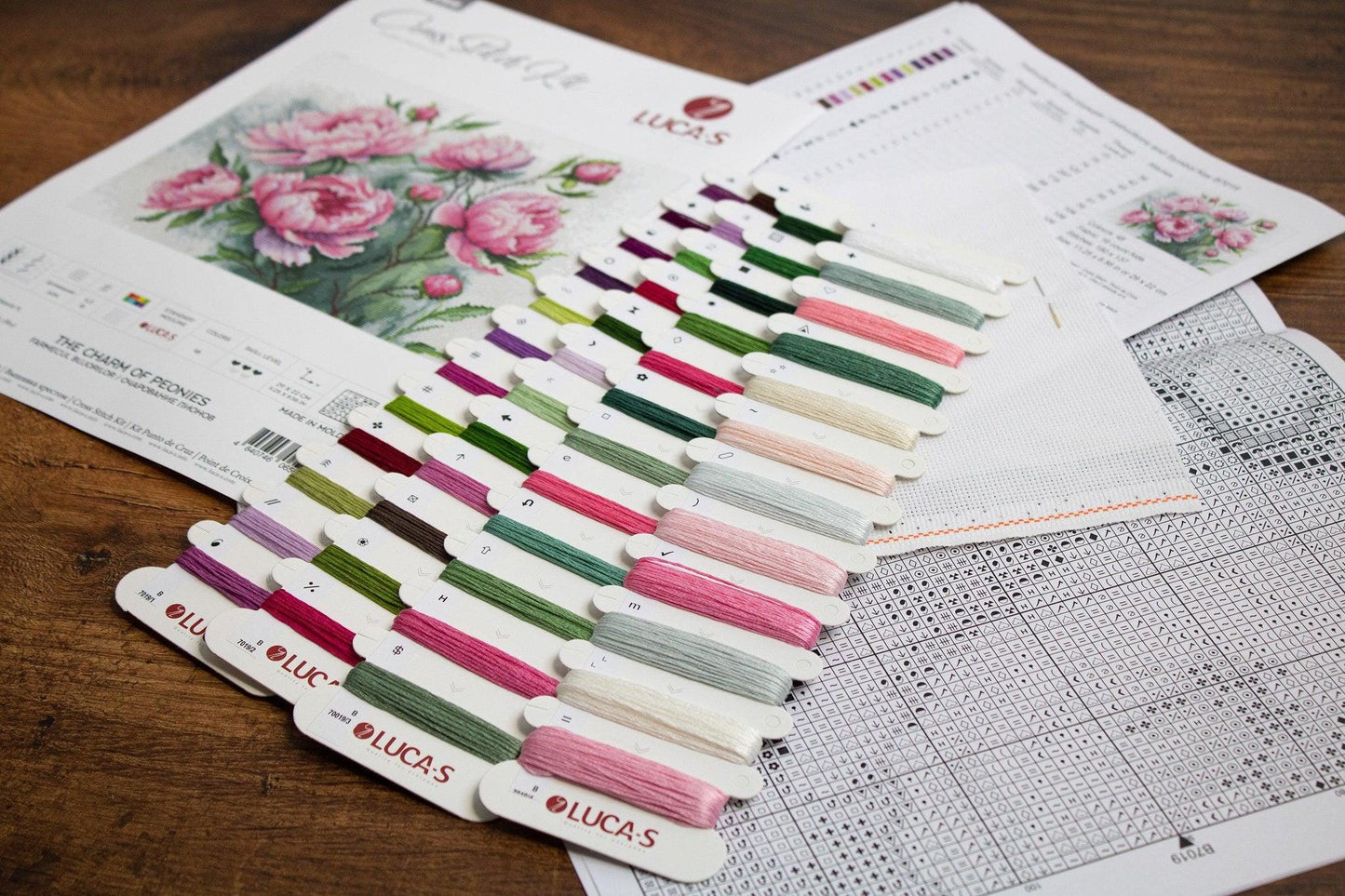 Counted Cross Stitch Kit Luca-S - The Charm of Peonies, B7019