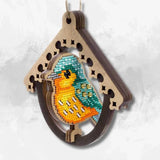 Bead Embroidery Kit on Wood, Bird 3D, LK-580 ( beads , thread, needle, plywood base included)