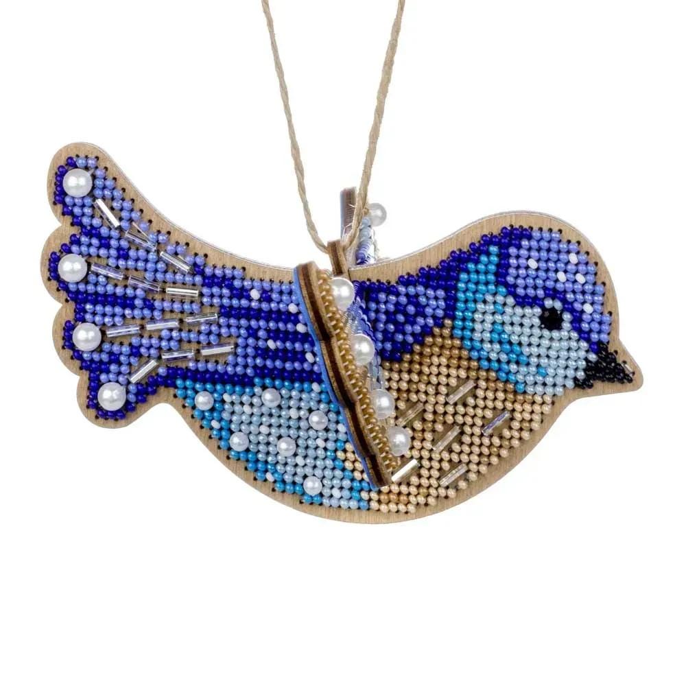 Bead Embroidery Kit on Wood, Bird 3D, LK-587 ( beads , thread, needle, plywood base included)