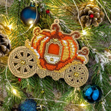 Pumpkin Carriage Bead Embroidery Kit on Wood (3.5x4.5")