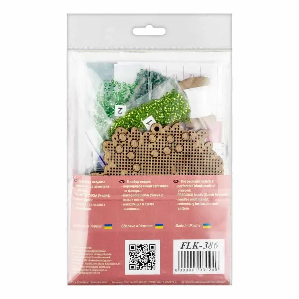 Bead Embroidery Kit on Wood, Wreath, LK-386 ( beads , thread, needle, plywood base included)
