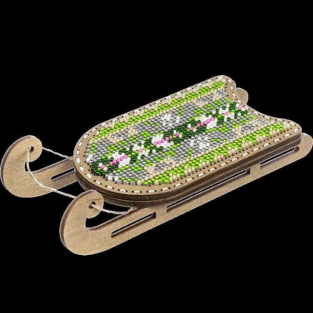 Beaded Sled Stitch Kit: Plywood Embroidery Craft (5 Colors)