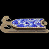 Beads on plywood Stitch kit, Sled with blue ornament, LK-469