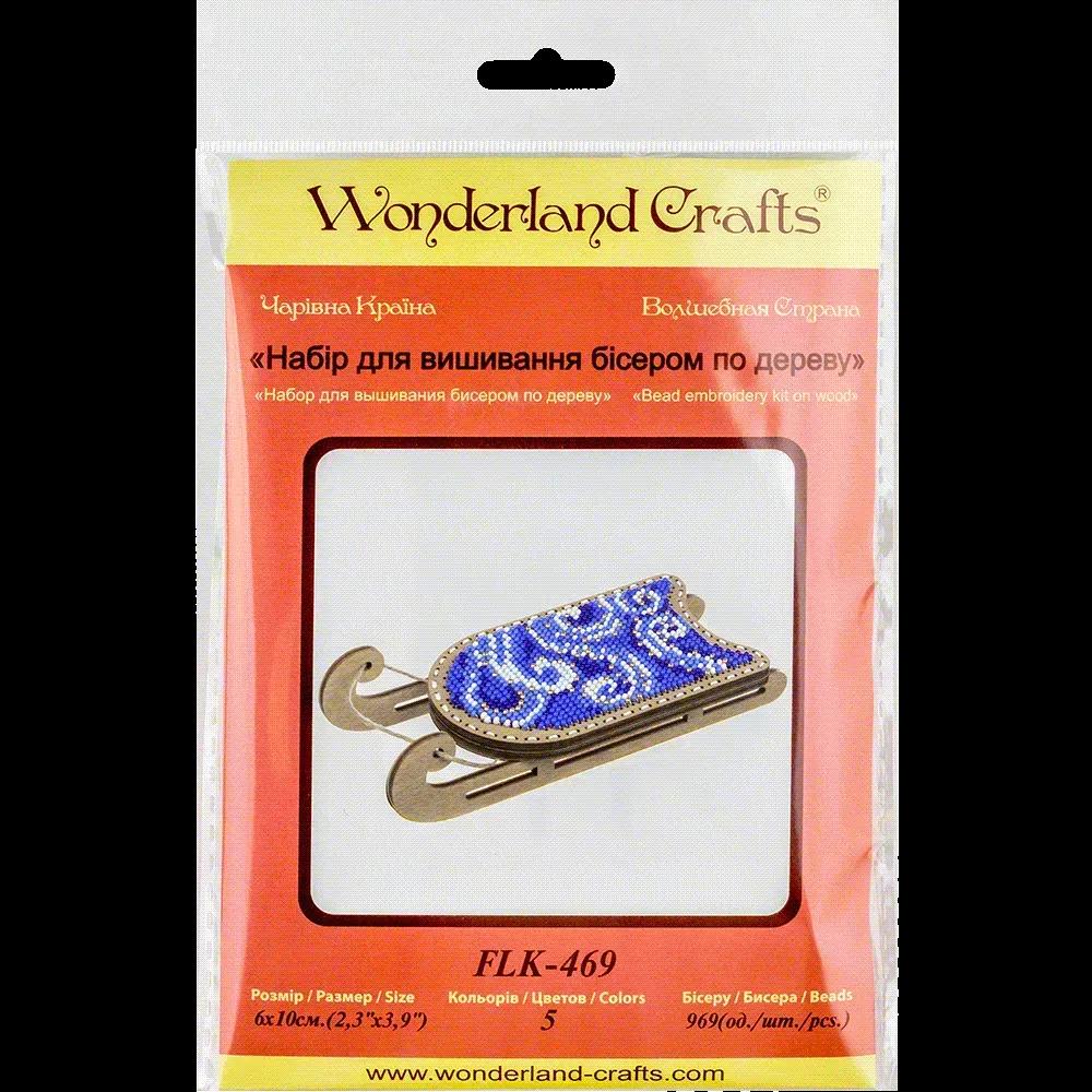 Beads on plywood Stitch kit, Sled with blue ornament, LK-469