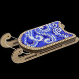 Beads on plywood Stitch kit, Sled with blue ornament, LK-469
