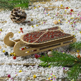 Beads on plywood embroidery kit, Sled with red ornament
