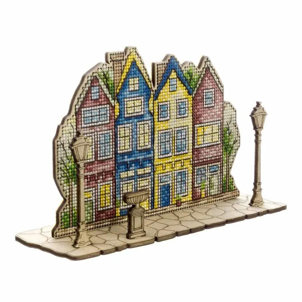 Cross Stitch Kit on Wood – Big house– DIY Ornament – LW-068