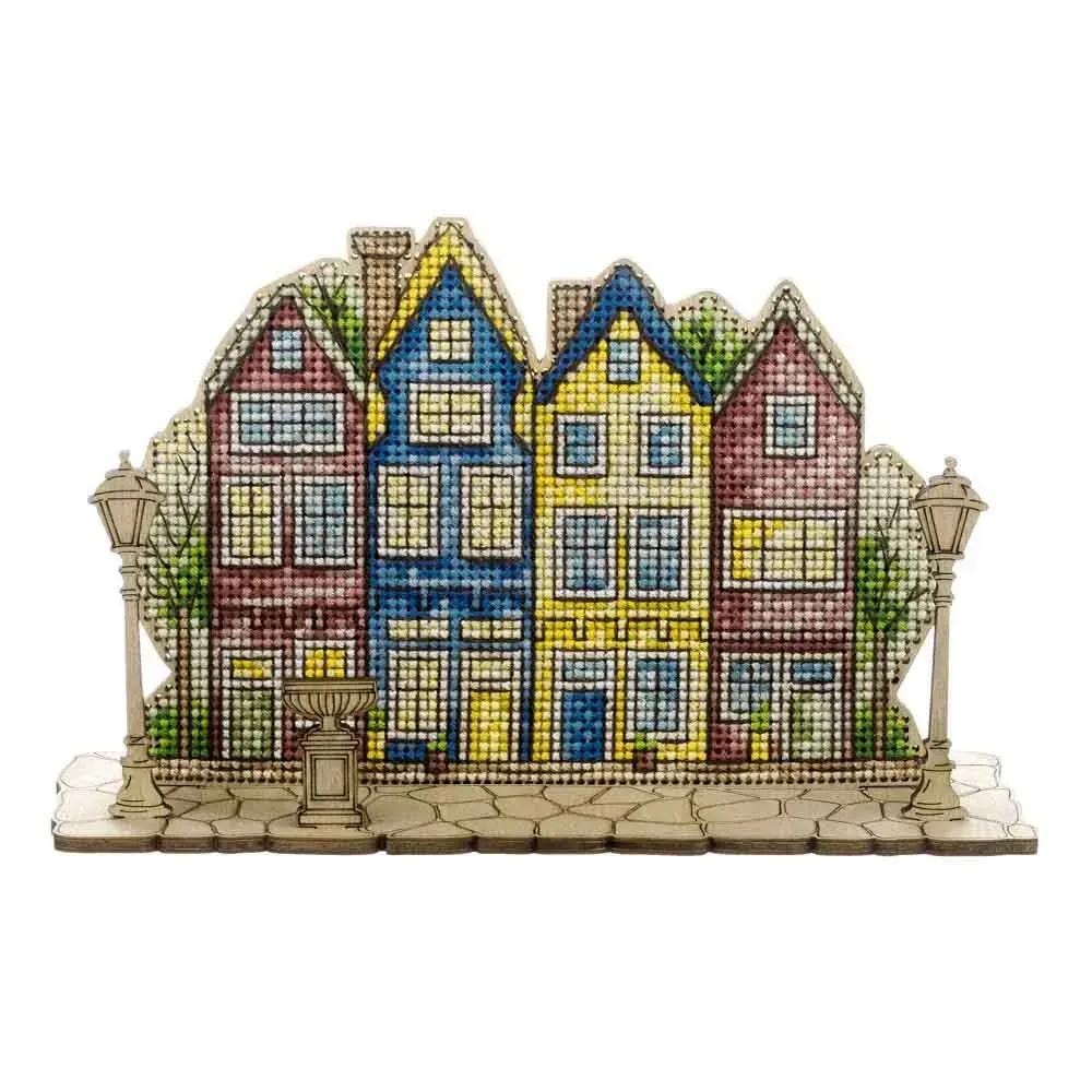 Cross Stitch Kit on Wood – Big house– DIY Ornament – LW-068