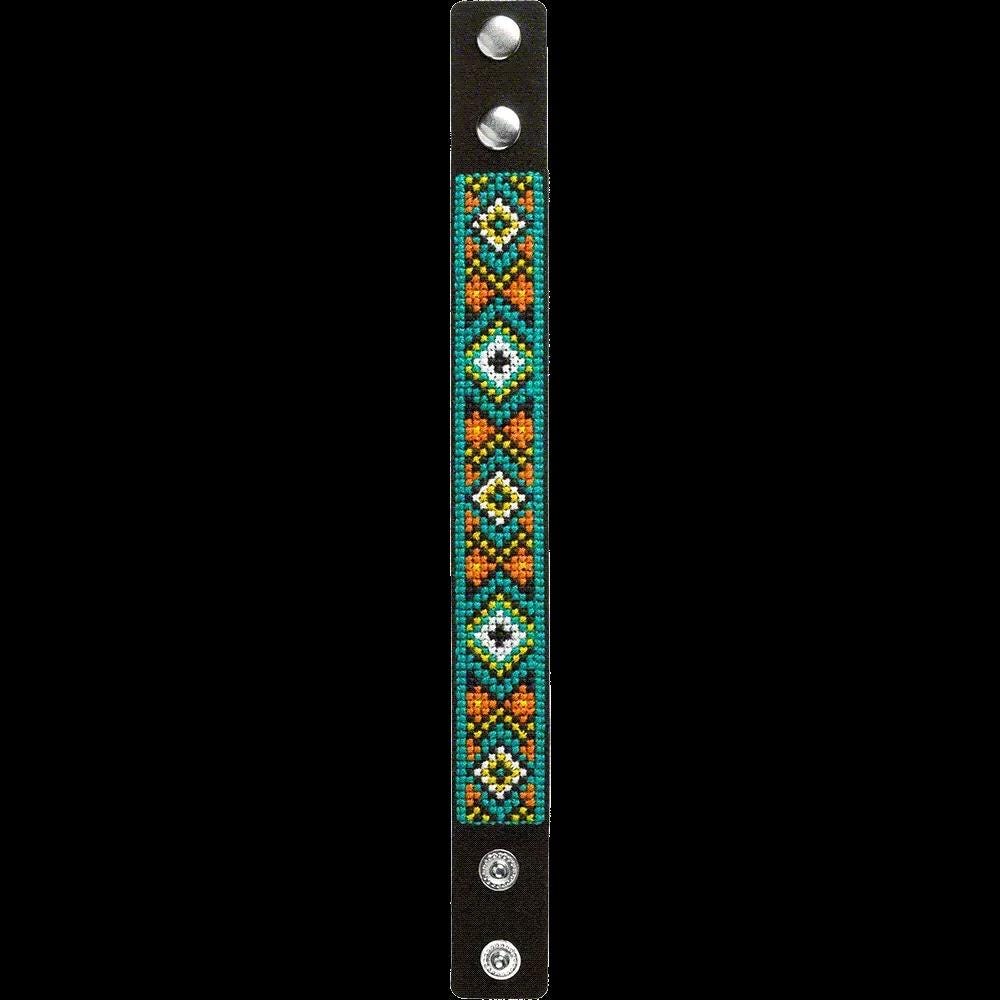 Embroidery Kit faux leather Bracelet Cross Stitch Ornament, HL-027. Fast DIY Kit