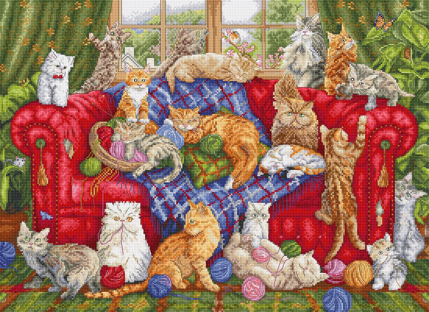 Counted Cross Stitch Kit Meow Manor, LETISTITCH, L9946
