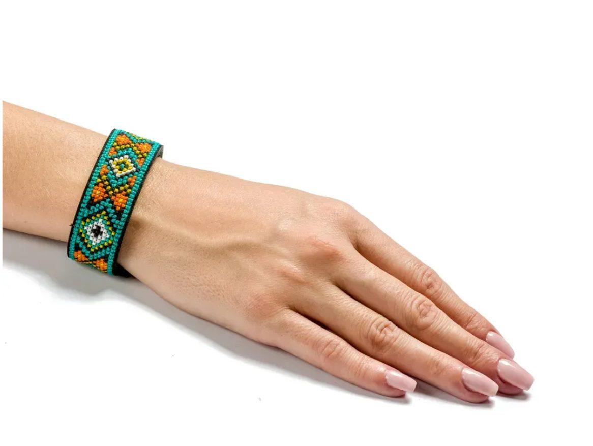Embroidery Kit faux leather Bracelet Cross Stitch Ornament, HL-027. Fast DIY Kit
