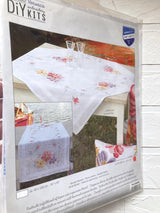 Tablecloth DIY Cross Stitch Kit Colourful Flowers, Vervaco, 32"x32" (80x80cm), PN-0156404 Vervaco Runner