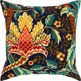 Needlepoint Pillow Kit: Hazelnut Design by William Morris, Acrylic Yarn,16″ Printed Canvas