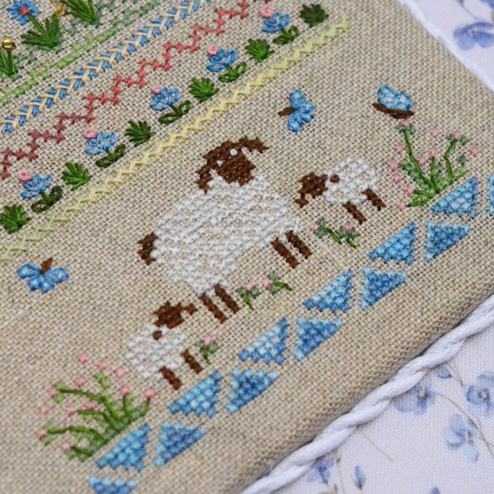 Countryside Romance Cross Stitch Sampler Kit: Hand-Dyed DMC, Evenweave Fabric, Beads