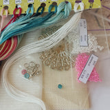 Counted Cross Stitch Kit – Gnome Mrs. Embroiderer Toy, Linen Fabric & Beads, DIY Embroidery