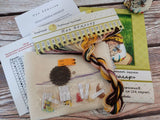 Counted Cross Stitch Kit – Beekeeper Gnome Toy, Linen Fabric & Beads, DIY Embroidery