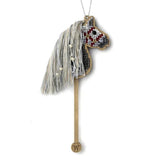 Bead Embroidery Kit on Wood, Bead Gray Horse, easy to make, LK-591