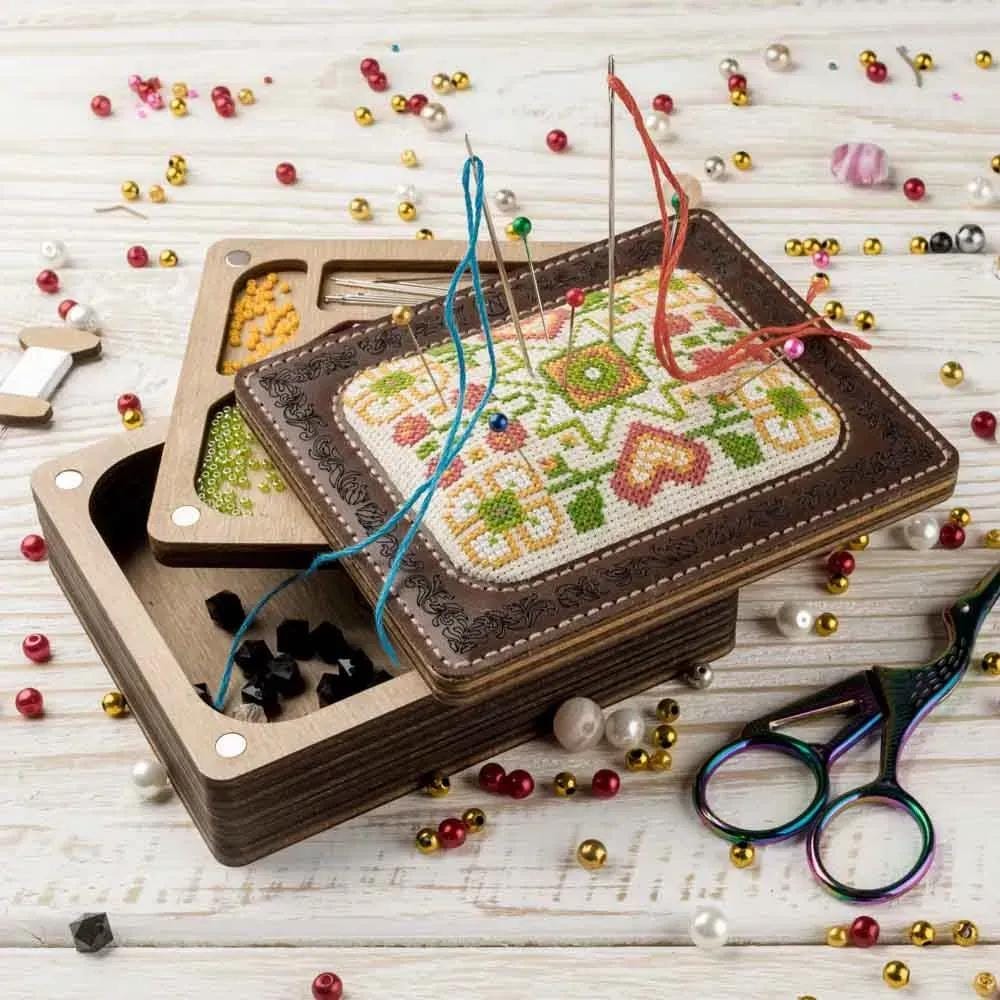 Needle holder DIY set, plywood, 2-Level Storage, 12*10*5 cm, TL-075 DIY