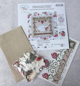 Counted Cross Stitch Kit "Strawberry Sheep", Hand-dyed Threads | TOHO Beads | Fuzzy Yarn | X-055