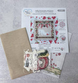 Cross Stitch Kit, "Kitten in currants" X-057, Hand-dyed Threads, TOHO Beads