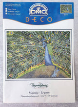 Peacock Counted Cross Stitch Kit: Metallic Gold Accents, 16ct Aida, 12x9 IN,  DMC BK729