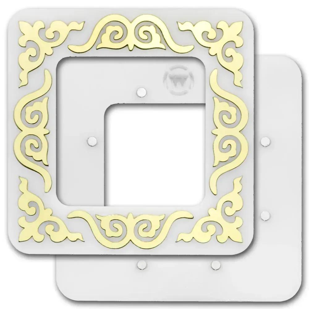 Magnetic Embroidery Hoop: Plastic Cross Stitch Frame, gold pattern (2.4x2.4 IN)