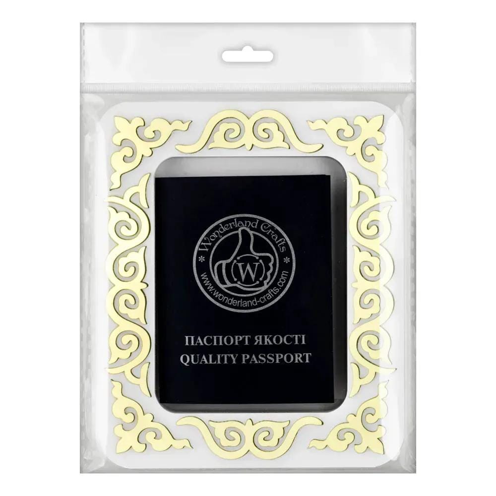 Plastic Magnetic Frame for embroidery and needlework, , white and gold ornament, 2.55x3.54 IN