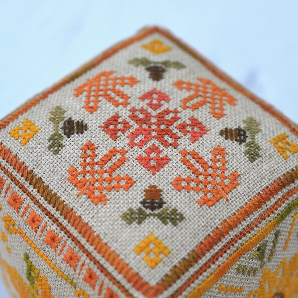 Autumn Kube Cross Stitch Kit – Hand-dyed Threads, Fall Decor