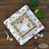 Counted Cross Stitch Kit "Strawberry Sheep", Hand-dyed Threads | TOHO Beads | Fuzzy Yarn | X-055