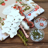 Counted Cross Stitch Kit "Strawberry Sheep", Hand-dyed Threads | TOHO Beads | Fuzzy Yarn | X-055